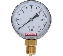 Манометр ROMMER радиальный корпус dn 80 мм 1/2" , 0...6 бар, кл.2.5 rim-0010-800615 RG00929SFN3V7H 29856770