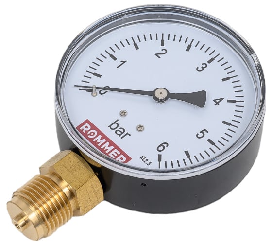 Манометр ROMMER радиальный корпус dn 80 мм 1/2" , 0...6 бар, кл.2.5 rim-0010-800615 RG00929SFN3V7H
