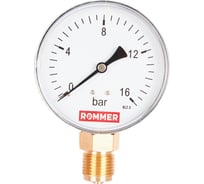 Манометр ROMMER радиальный корпус dn 80 мм 1/2" , 0...16 бар, кл.2.5 rim-0010-801615 RG00929SFN57FN 29856836