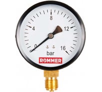 Манометр ROMMER радиальный rim-0010-101615 корпус dn 100 мм 1/2" , 0...16 бар, кл.2.5 RG00929SFN5F7O