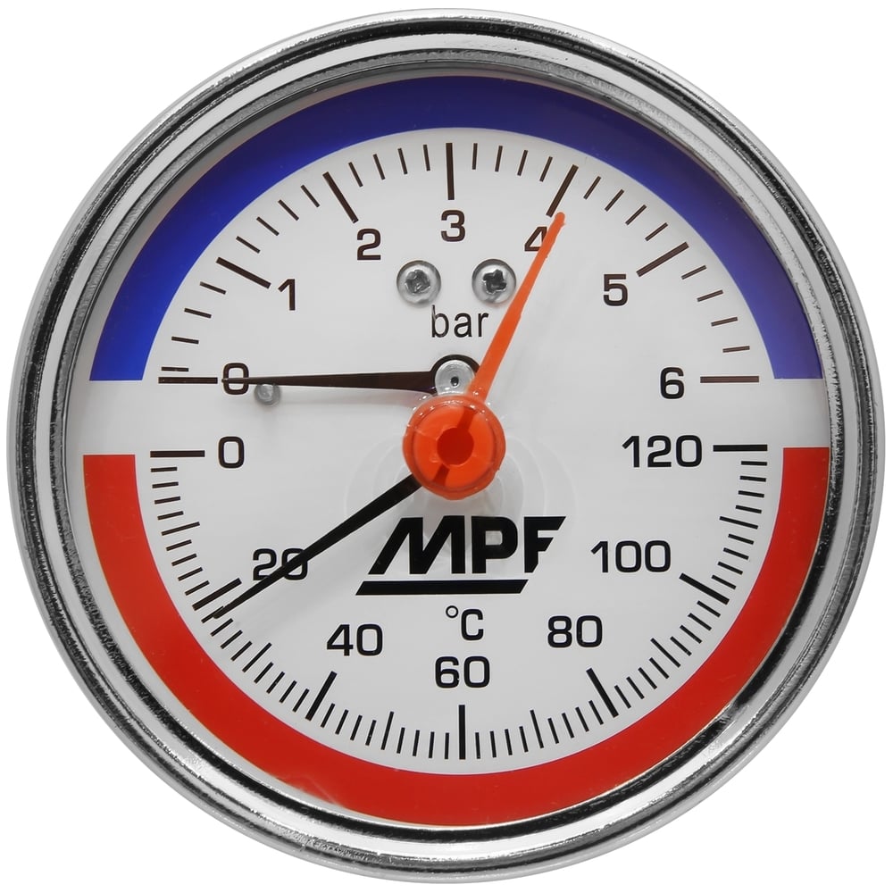 Термоманометр аксиальный MPF 6 Бар, 120 гр., 1/2" нар. резьба ИС.161748 ...