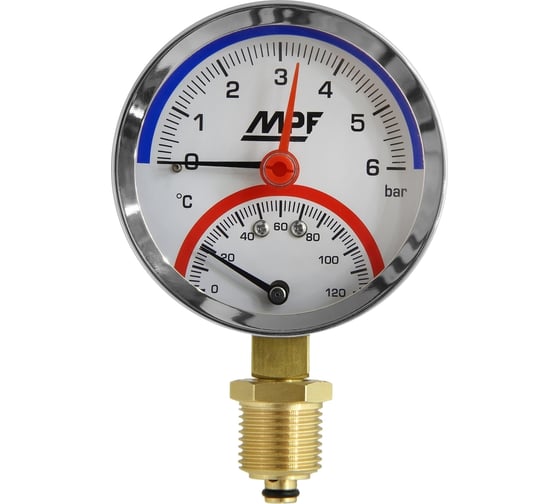 Термоманометр радиальный MPF 6 Бар, 120 гр., 1/2" нар. резьба ИС.161749 1