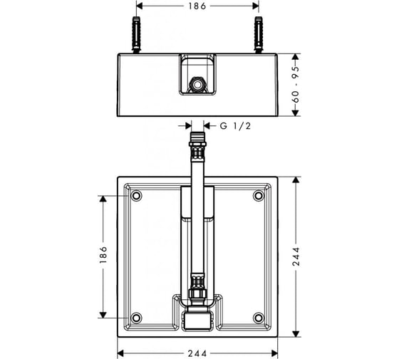 Скрытая часть для верхнего душа HANSGROHE 26471180 Raindance Air 260х260 00000032751