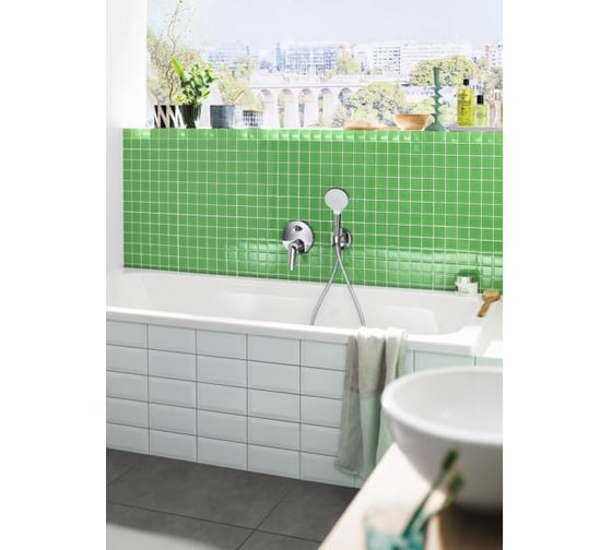 Шланговое подсоединение HANSGROHE 26487000 с держателем душа Fixfit Porter S 00000044169