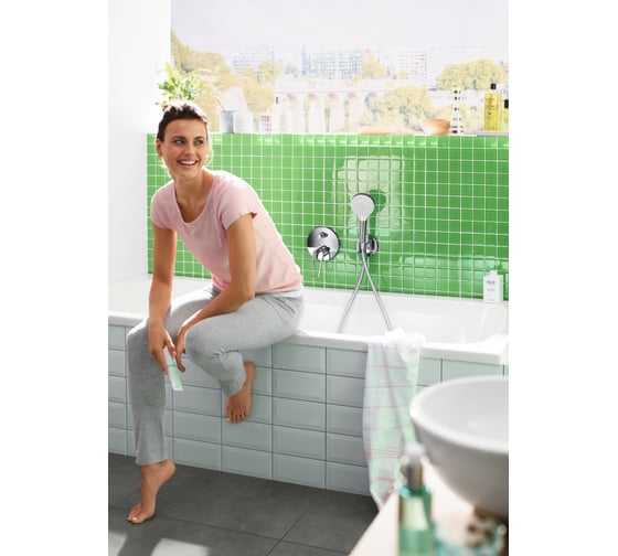 Шланговое подсоединение HANSGROHE 26487000 с держателем душа Fixfit Porter S 00000044169