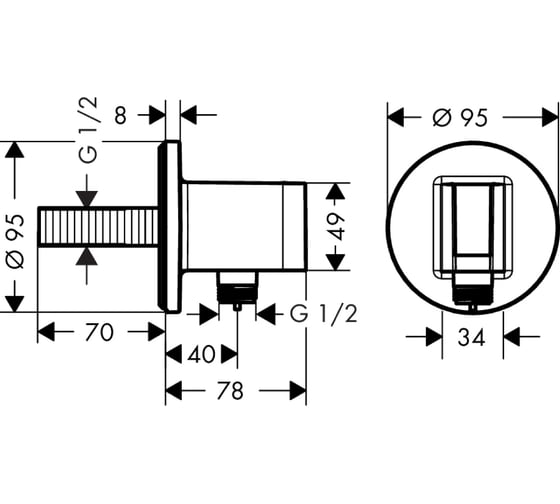 Шланговое подсоединение HANSGROHE 26487000 с держателем душа Fixfit Porter S 00000044169