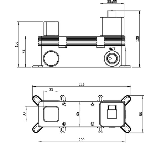 Блок скрытого монтажа для подключения смесителя встраиваемого Wellsee Useful Extras 181901000