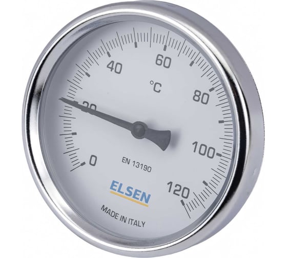 Термометр биметаллический 80 мм, 1/2", шток 9 мм ELSEN ET80.12