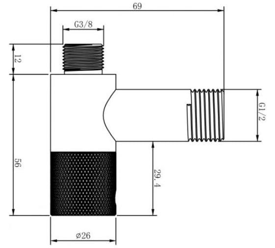 Угловой кран-вентиль для подключения смесителя Wellsee Drainage System 182146000