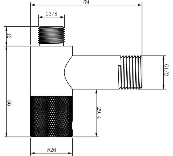 Угловой кран-вентиль для подключения смесителя Wellsee Drainage System 182148000