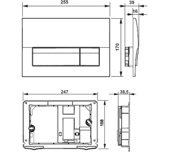 Смывная клавиша Roca ACTIVE PL B01 для ПЭК, хром матовый 00066683