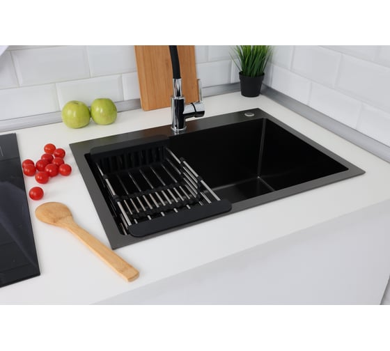 Коландер раздвижной для кухонной мойки Alcora black 2015127B