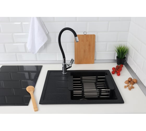 Коландер раздвижной для кухонной мойки Alcora black 2015127B