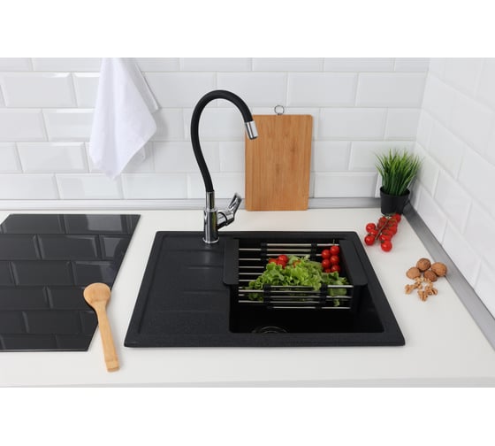 Коландер раздвижной для кухонной мойки Alcora black 2015127B