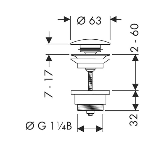 Сливной набор для раковины HANSGROHE 50100000 Push-open 00000008525