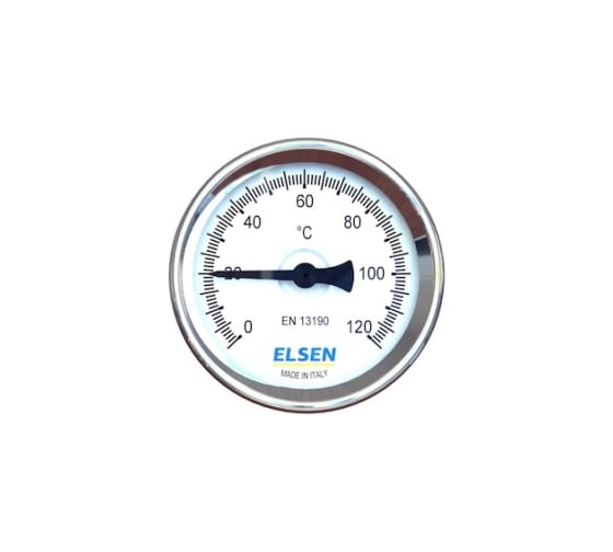 Биметаллический термометр ELSEN Ø-80, 1/2", В, осевой, шток-40 мм, D штока 9 мм 36563117