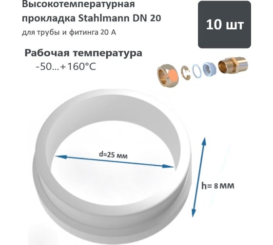 Высокотемпературная прокладка Stahlmann DN20 10 шт 2246823