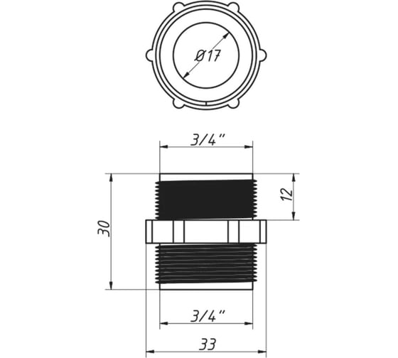 Соединитель для заливных шлангов ORIO 3/4"-3/4" (индивидуальный пакетик) СШЗП 3/4-3/4