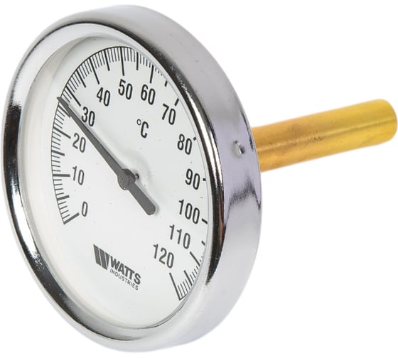 Термометр Watts биметаллический F+R801 OR 80mm 0-120C, гильза 75мм PT40507023 10005944 1