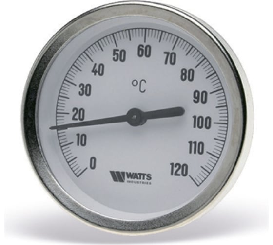 Термометр Watts биметаллический F+R801 OR 100mm 0-120C, гильза 75мм ст. PT50507010 10006071 1