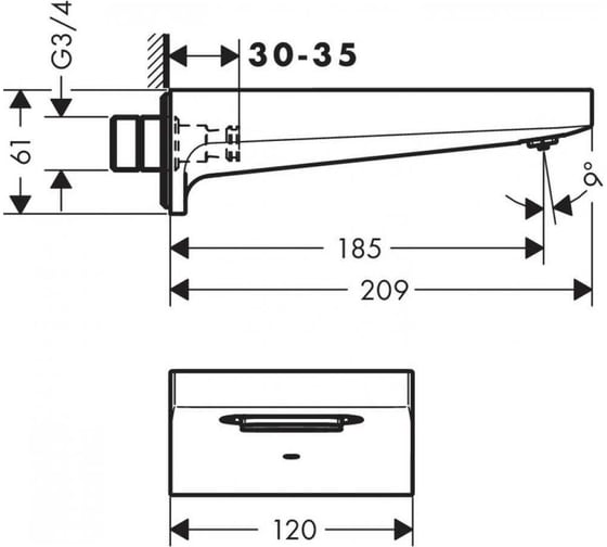 Излив на ванну Hansgrohe Metropol шлифованный черный хром 32543340 00059728