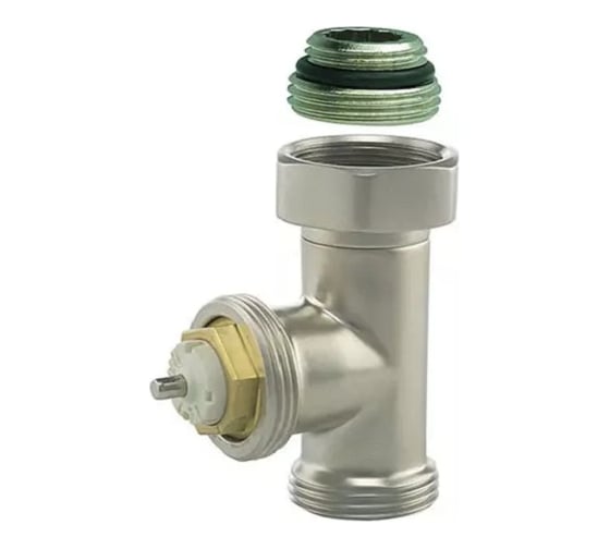 Термостатический прямой вентиль GUARDO ( Hummel Designtechnik) 3/4НРx1/2НР (под евроконус, накидная гайка с ниппелем), матовый никель 2480353580