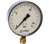 Манометр радиальный Корпус Dn 100 мм, 1/2" STOUT RG008Q0C19O4Q4