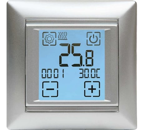 Электронный сенсорный программируемый терморегулятор для систем нагрева SPYHEAT ( +15с- +45с) SDF-421H  (серебро)