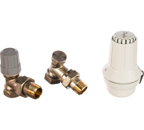 Комплект для радиаторов Danfoss RTR-FN/RLV-S, Ду15 с боковым подключением, угловой 013G7187 062744