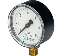 Радиальный манометр Корпус Dn 63 мм, 1/4" STOUT SIM-0010-631008