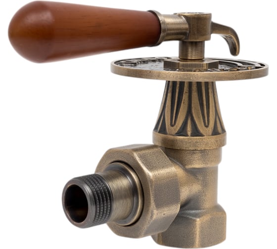Угловой вентиль РАДИМАКС RETROstyle латунный 1/2", с дер. ручкой RS 217B 1/2