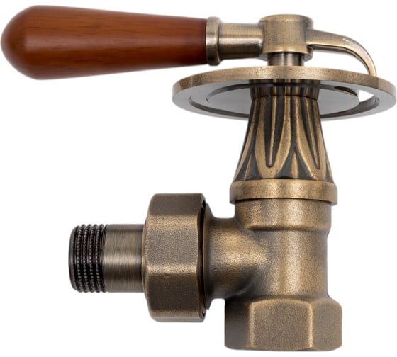 Угловой вентиль РАДИМАКС RETROstyle латунный 1/2", с дер. ручкой RS 217B 1/2