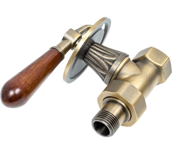 Вентиль РАДИМАКС RETROstyle латунный 1/2", с деревянной ручкой, прямой v 675L 1/2