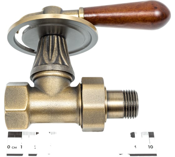 Вентиль РАДИМАКС RETROstyle латунный 1/2", с деревянной ручкой, прямой v 675L 1/2