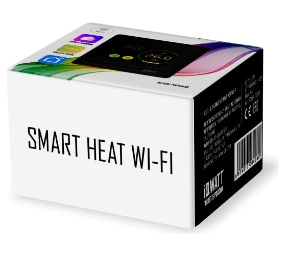 Программируемый терморегулятор с цветным сенсорным tft дисплеем smart heat wi-fi и голосовым управлением алиса (черный) IQWATT 400111