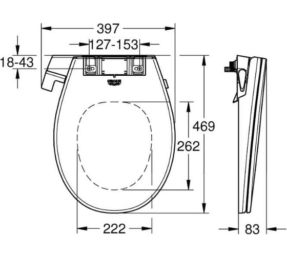 Сиденье-биде для унитаза Grohe Bau Ceramic альпин-белый 39557SH0