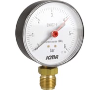 Манометр ICMA S.P.A. радиальное подключение, d=80мм, 1 - 10 атм., 1/2" 255 91255AD10