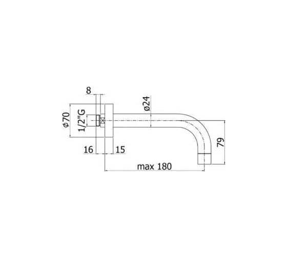 Излив из стены Paffoni диаметр 24 мм, длина 175 мм, с аэратором M22x1 metal, отражатель Ø70, хром ZBOC081CR (258510) 00258510