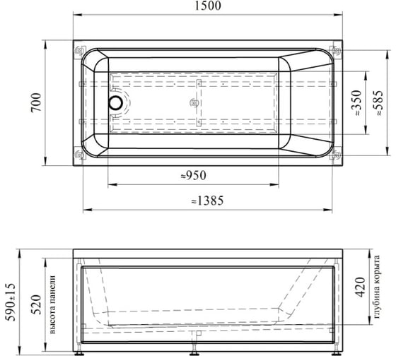 Фронтальная панель с креплением Радомир к ванне Дижон 150x70 2-21-0-0-0-262