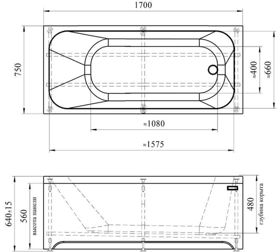 Торцевая панель Радомир к ванне Прованс 170x75, левая 1-31-0-1-0-193