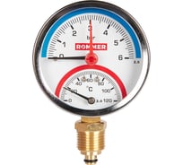 Термоманометр радиальный в комплекте с автоматическим запорным клапаном ROMMER корпус dn 80 мм 1/2", 0...120c, 0-6 бар rim-0006-800615 RG00929SFHLJNB