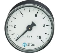 Манометр аксиальный STOUT, корпус Dn 50 мм 1/4, 0...10 бар, кл.2.5 SIM-1009-501008 RG0094NU9EUEFL