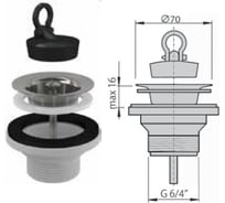Водослив для мойки MIANO 6/4" с нерж. решеткой O 70 мм 200 M1117 30501626