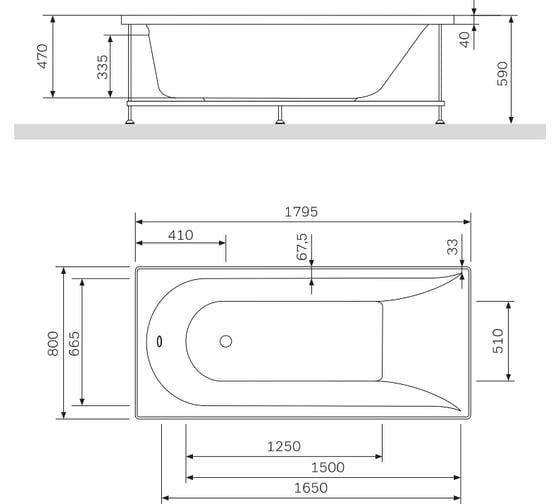 Фронтальная панель для ванны AM.PM Spirit 180х80 см W72A-180-080W-P2
