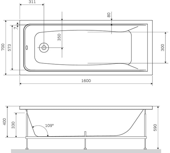 Фронтальная панель для ванны AM.PM Gem, А0 160х70 см W90A-160-070W-P