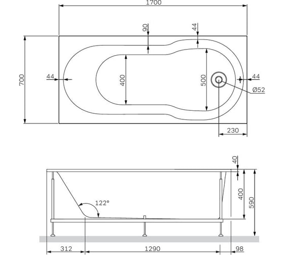 Фронтальная панель для ванны AM.PM X-Joy, А0 170х70 см W88A-170-070W-P