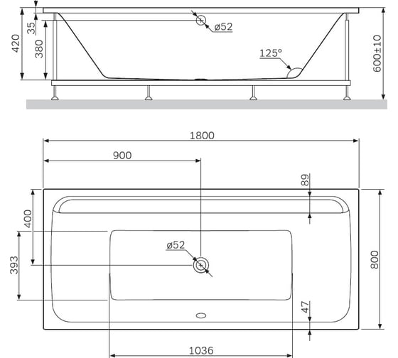 Каркас для ванны AM.PM Inspire 2.0 комплект 180х80 см W52A-180-080W-R