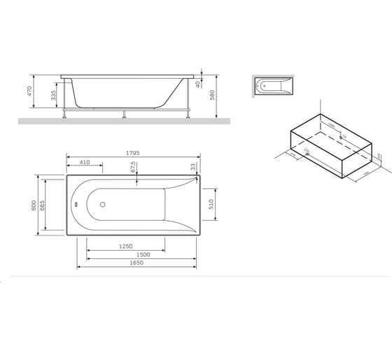 Каркас для ванны AM.PM Spirit 180х80 см W72A-180-080W-R2