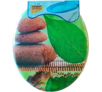 Сиденье для унитаза Мультипласт Групп мягкое с рисунком, камни и лепесток  MPG8652