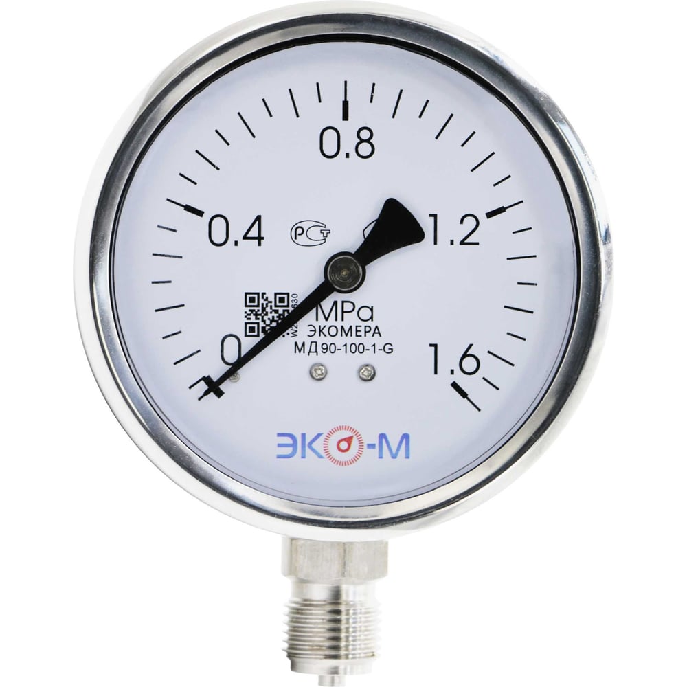 Манометр экомера ЭКО-М мд90-100мм, 0..1,6мпа, м20.1,5, гидрозаполненный ...
